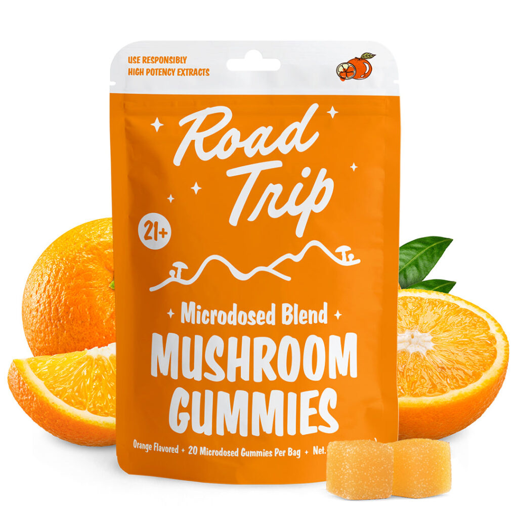Day Trip Microdosed Gummies + Functional Mushrooms — Orange (20-Count) — legal mushroom gummies, no psilocybin, lab tested, made in USA