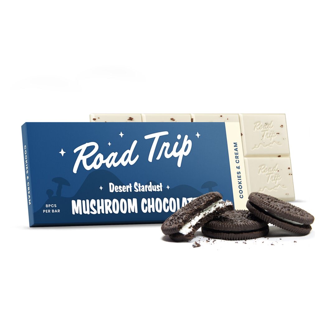 Desert Stardust Mushroom Chocolate Bar — Cookies & Cream — legal mushroom gummies, no psilocybin, lab tested, made in USA