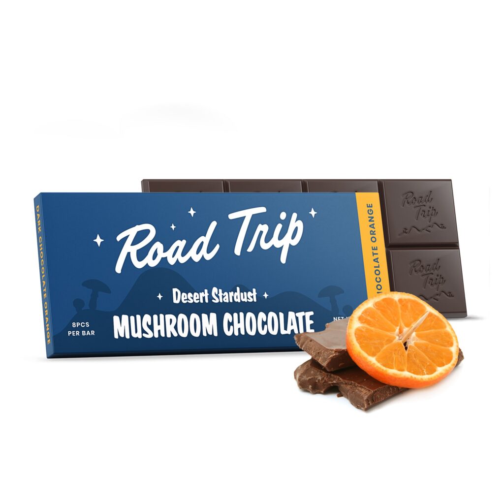 Desert Stardust Mushroom Chocolate Bar — Dark Chocolate Orange — legal mushroom gummies, no psilocybin, lab tested, made in USA