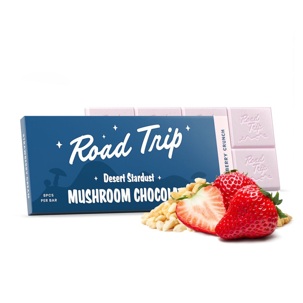 Desert Stardust Mushroom Chocolate Bar — Strawberry Crunch — legal mushroom gummies, no psilocybin, lab tested, made in USA