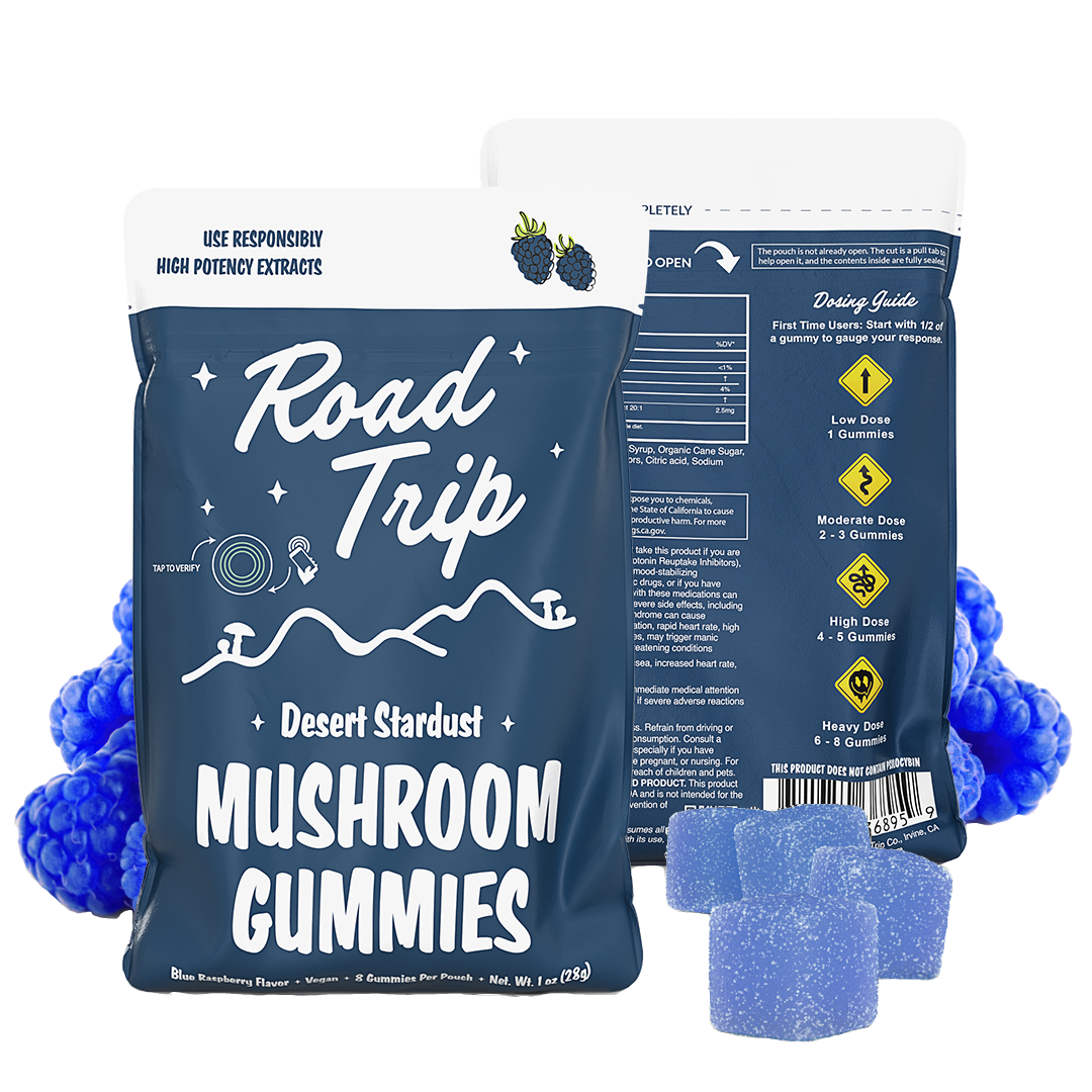 Desert Stardust Mushroom Gummies — Blue Raspberry (8-Count) — legal mushroom gummies, no psilocybin, lab tested, made in USA
