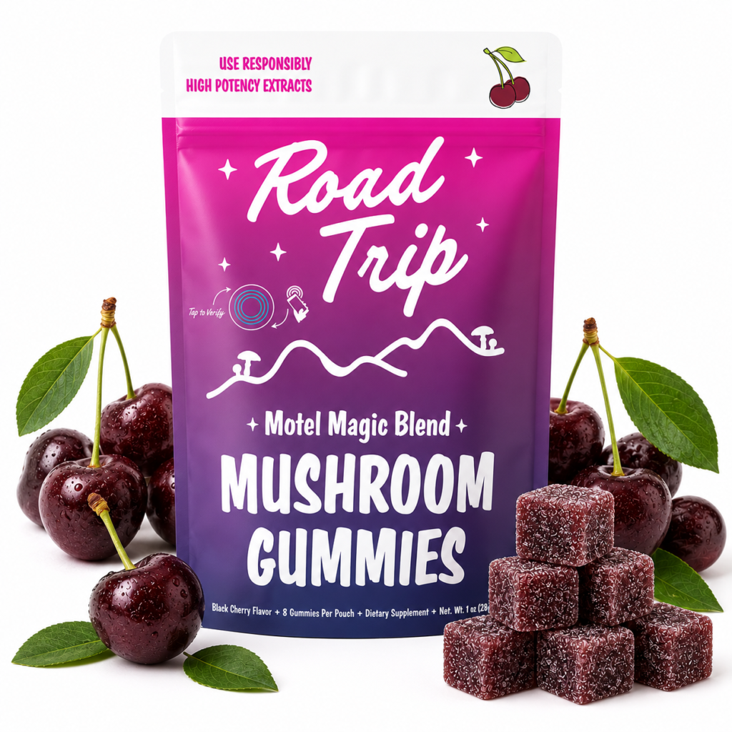 Motel Magic Mushroom Gummies — The Full-Strength Line — legal mushroom gummies, no psilocybin, lab tested, made in USA